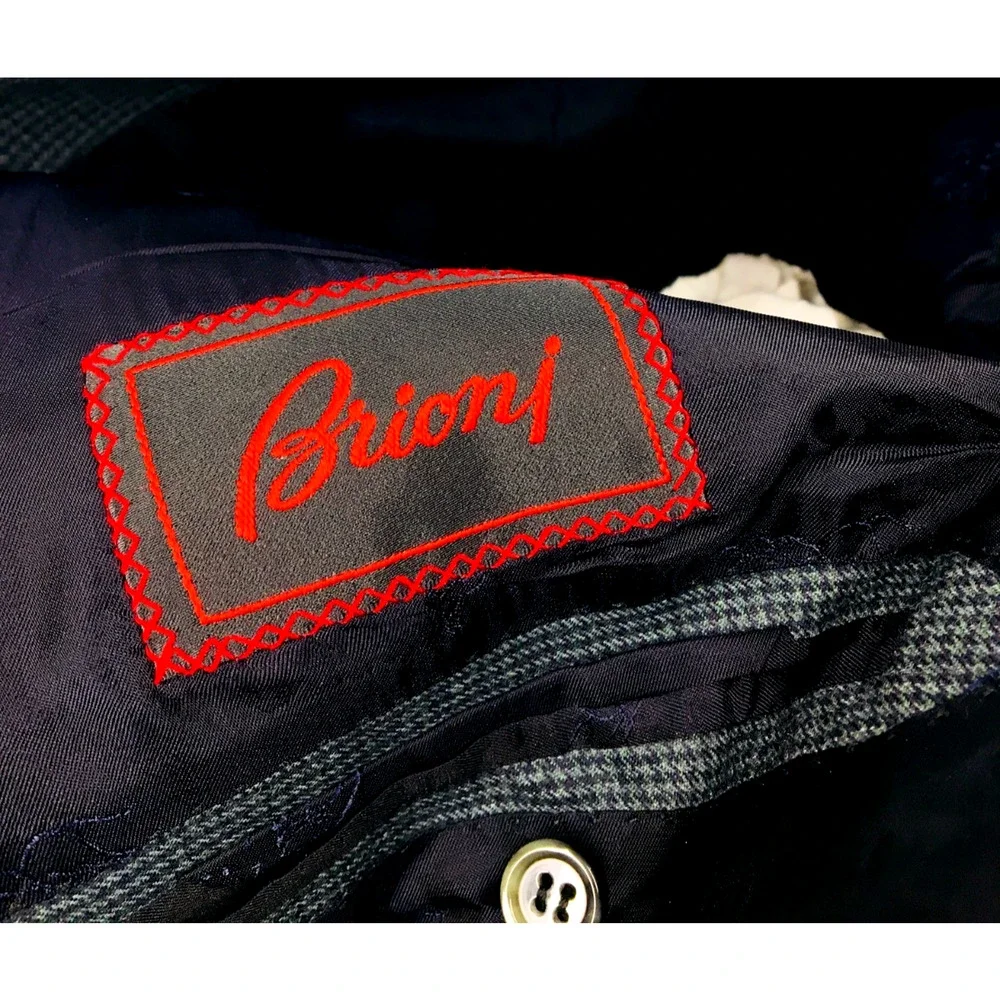 40R Brioni Italy Mens 2 Button Pure Wool Blazer Sport Coat Jacket Houndstooth